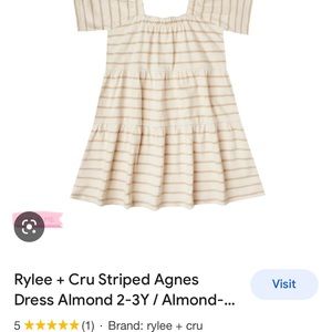 Rylee + Cru Striped Agnes Dress Almond 6-7Y